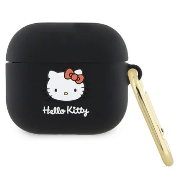 Hello Kitty dėklas AirPods 3 ausinėms, 3D Kitty Head, juodas