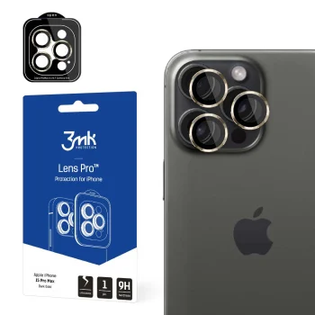 "3mk Lens Protection Pro" kameros apsauga iPhone 15 Pro Max, auksinė
