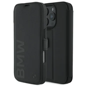 BMW BMBKP16X23RMRLK iPhone 16 Pro Max atverčiamasis dėklas, juodas