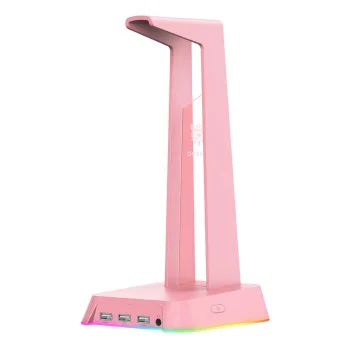 Ausinių stovas ONIKUMA ST-2 su RGB apšvietimu ir USB šakotuvu, rožinis