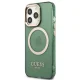 Guess Gold Outline Translucent MagSafe dėklas iPhone 13 Pro / 13, žalias
