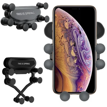 Gravitacinis automobilinis telefono laikiklis į vėdinimo groteles Juodas