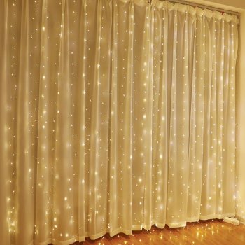 Telcon LED Curtain Lights 100 LEDs 3m x 1m for Indoor Outdoor Decor, Warm White