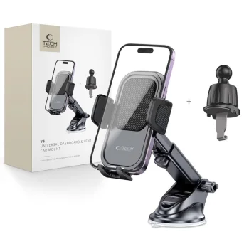 Tech-Protect V6 automobilinis telefono dėklas-laikiklis panelės / ventiliacijos, juodas
