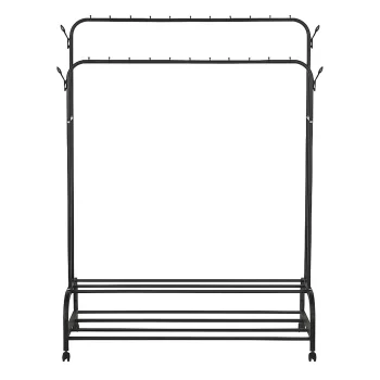 Metal Double Clothes Rack with Shoe Shelf