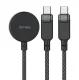 Acefast C6-11 3in1 USB-C laidas - 2x USB-C / Qi 100W 1.2m, juodas