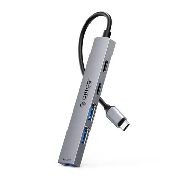 Orico YSB4-U2 USB-C šakotuvas 5-in-1 su PD 65W, pilkas