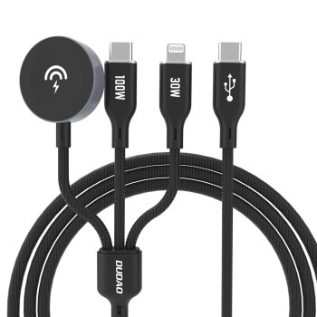 Dudao A12Max+ trys viename įkrovimo laidas USB-C / Lightning / Apple Watch 1.2m, PD 100W