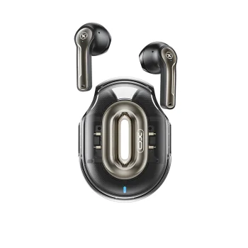 XO X43 TWS belaidės ausinės Bluetooth 5.4 su įkrovimo dėklu, juodos