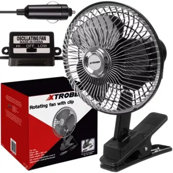 Xtrobb automobilinis ventiliatorius 12V su segtuku, juodas