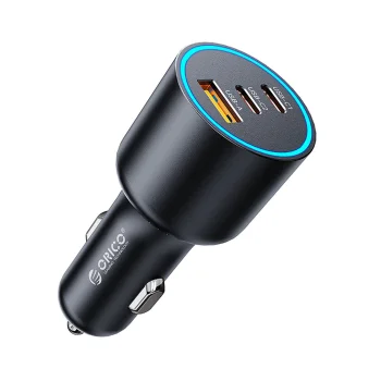 Orico HyperDrive 165W automobilinis įkroviklis, USB-A + 2x USB-C, juodas