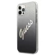 Guess Glitter Gradient Script dėklas iPhone 12 / 12 Pro, juodas