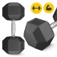 4Fizjo HEX Steel Dumbbell, 22.5 kg, Black