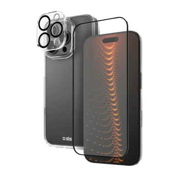 SBS D3O Protection Set for iPhone 16 Pro - Case and Protective Glasses, Clear