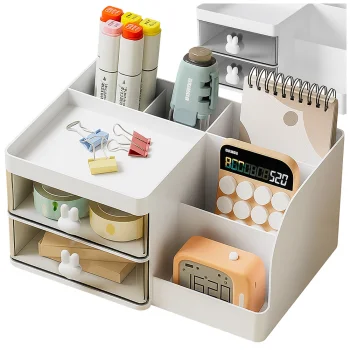 Desk Organizer for Cosmetics and Small Items with Drawers