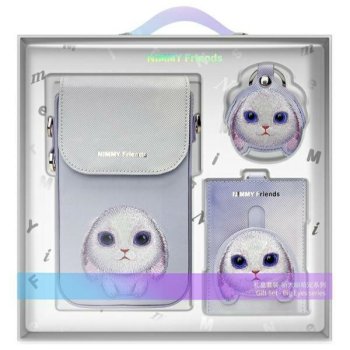 Nimmy Big Eyed Pet 2.0 Rabbit trijų dalių krepšelio ir piniginės rinkinys, violetinis