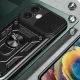 Smūgiams atsparus dėklas iPhone 16 Plus su kameros dangteliu ir stovu, mėlynas