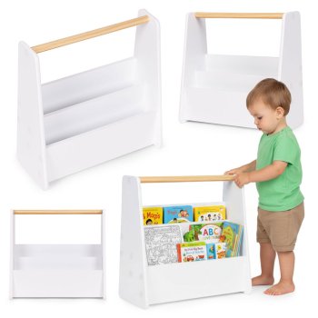 Ecotoys Montessori vaikiška lentyna knygoms, 2 lygių, balta