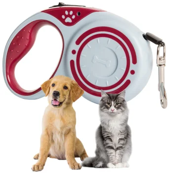 Retractable Dog Leash, Red, 5m Tape, up to 15kg
