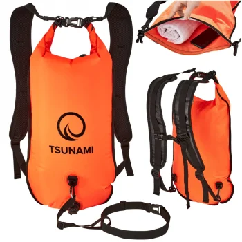 TSUNAMI 3-in-1 plaukimo saugos plūduras-kuprinė, 35L, oranžinis
