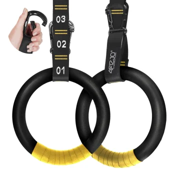 4FIZJO ABS Gymnastic Rings with Numbered Straps, Black/Yellow