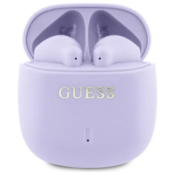 Guess GUTWSJ14ESGU Printed Classic Logo TWS Bluetooth In-Ear Headphones with Case, Purple
