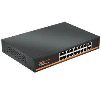 PoE komutatorius 16x Gigabit PoE + 2x Gigabit UPLINK, 250W