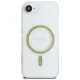 Guess IML Glitter Circle MagSafe dėklas telefonui iPhone 16e, skaidrus