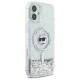 Karl Lagerfeld Liquid Glitter Choupette dėklas iPhone 16 telefonui, skaidrus