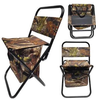 Fishing chair with backrest and thermal bag, green/brown