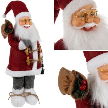 Ruhhy Santa Claus Christmas Figure, 45 cm, Grey/Red/White