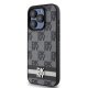DKNY dėklas iPhone 15 Pro telefonui Leather Checkered Mono Pattern, juodas