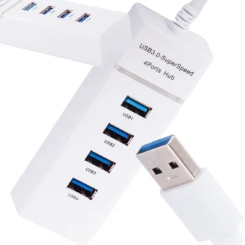USB 3.0 šakotuvas, 4 prievadai, 5 Gbps, baltas