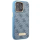 Guess dėklas iPhone 14 Pro su 4G Logo Plate MagSafe, mėlynas