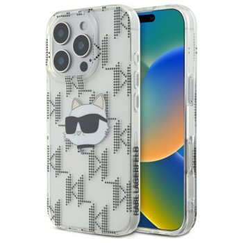 Apple iPhone 16 Pro 6.3'' Karl Lagerfeld IML Choupette Head Electroplated Cover Case, Clear