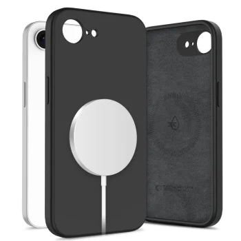 Tech-Protect Silicone MagSafe dėklas iPhone 16e / 17e, juodas