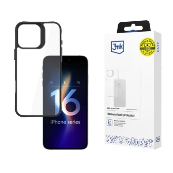 3mk Satin Armor Case+ dėklas iPhone 16 Pro Max, skaidrus / juodas rėmelis