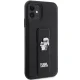 Karl Lagerfeld dėklas iPhone 11 telefonui Gripstand Saffiano Karl & Choupette, juodas
