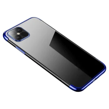 Skaidrus TPU dėklas telefonui Xiaomi Redmi Note 11S / Note 11 su metalizuotu rėmeliu, mėlynas
