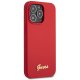 Guess iPhone 13 Pro Max dėklas Silicone Vintage Gold Logo, raudonas