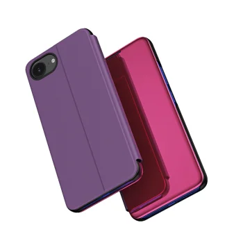 Atverčiamas dėklas iPhone 16e / 17e Clear View, rožinis