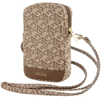 Telefono krepšelis Guess Zip GCube Bottom Stripe, rudas