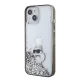 Karl Lagerfeld dėklas iPhone 15 telefonui Liquid Glitter Choupette, skaidrus