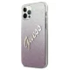 Guess Glitter Gradient Script dėklas iPhone 12 / 12 Pro, rausvas
