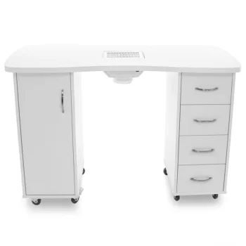 Manicure Desk with Dust Collector 2027 Two Cabinets, White