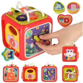 Educational Sensory Cube Montessori 6in1 with Piano, Red