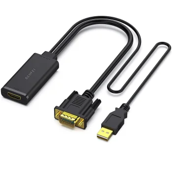 BENFEI VGA į HDMI adapteris 1080P su garsu ir USB maitinimu, juodas