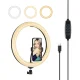 PULUZ LED žiedinė lempa su telefono laikikliu ir USB-C