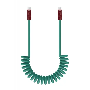Spiralinis laidas Newell USB-C į USB-C 100 W, 1.5 m, silikoninis, žalias ir bordo