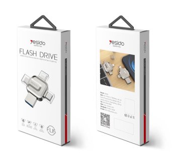 USB atmintinė Yesido FL15 128GB, 4-in-1 OTG, USB 3.0, sidabrinė